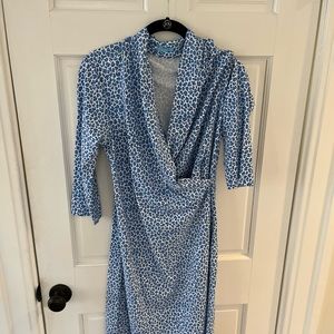 J, McLaughlin faux wrap dress, blue leopard print